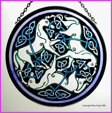 White Pictish Horses, Blue Triskeles Roundel