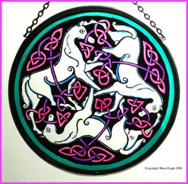White Pictish Horses, Pink Triskeles Roundel