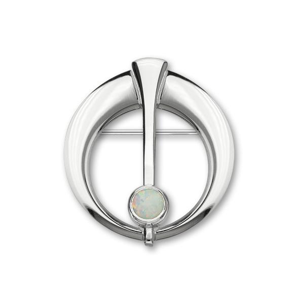 Harlequin Silver Brooch SB146 White Opal