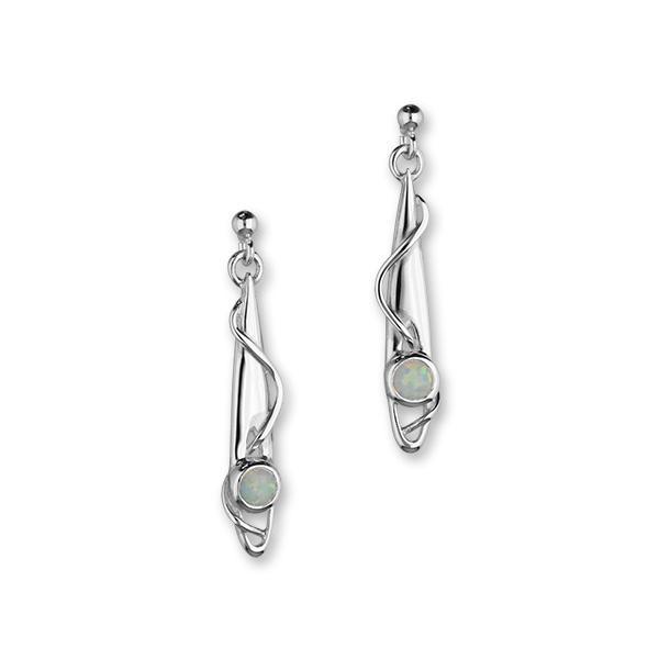 Aurora Sterling Silver & White Opal Long Drop Earrings, SE161