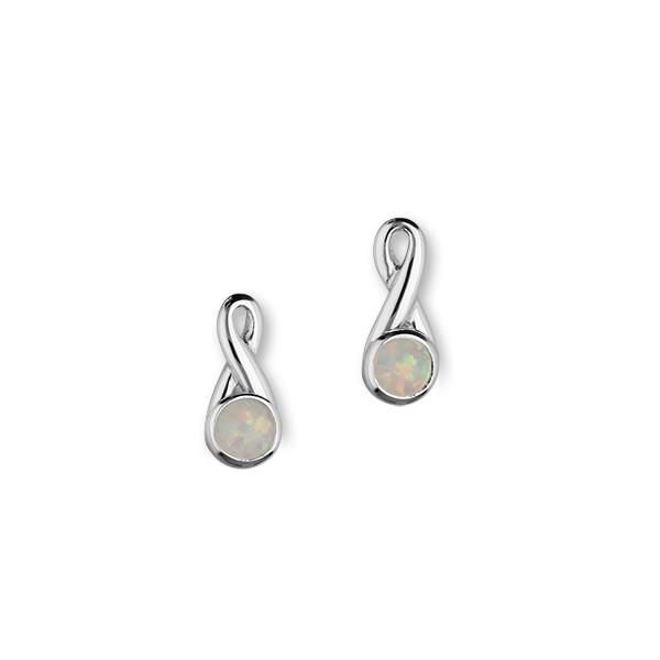 Simply Stylish Sterling Silver & White Opal Knot Stud Earrings, SE172