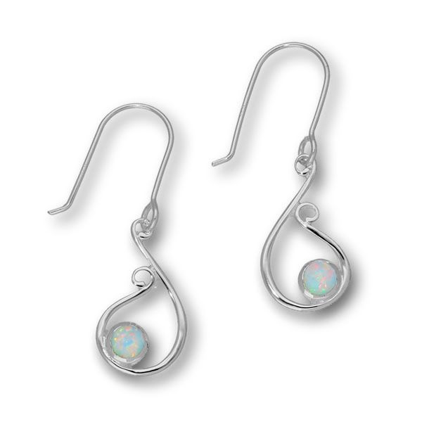 Flourish Silver Earrings SE394 White Opal