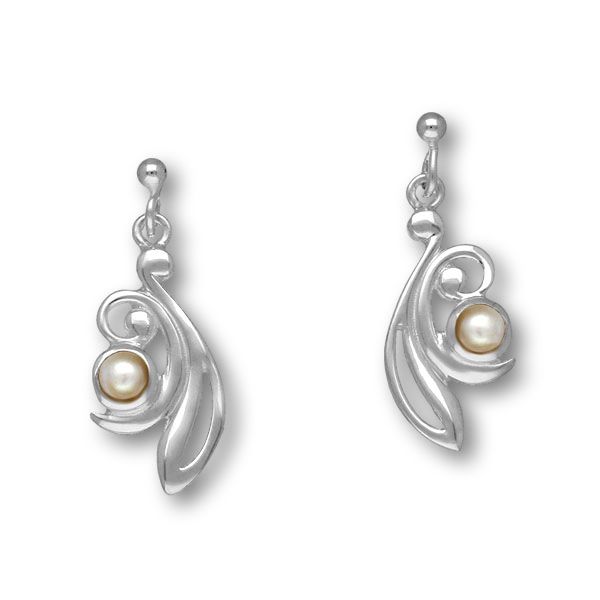 Flourish Silver Earrings SE396 Pearl