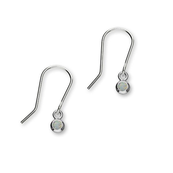 Aurora Sterling Silver & White Opal Short Drop Earrings, SE417