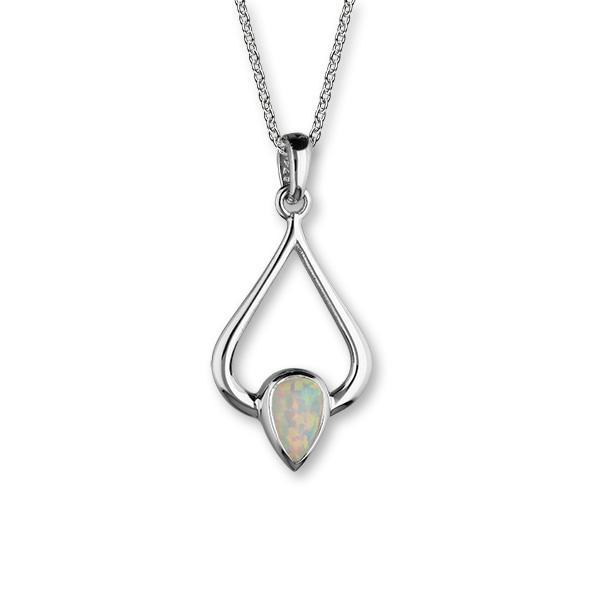 October Birthstone Silver Pendant SP296 White Opal