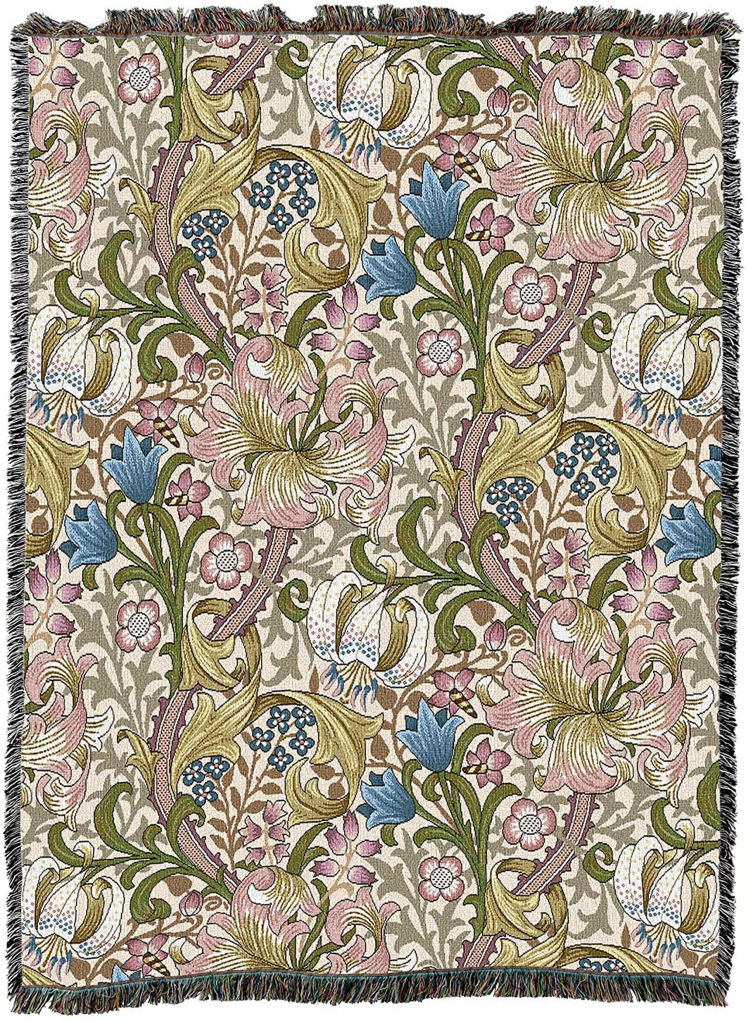 William Morris Golden Lily Pink Arts & Crafts Throw Blanket