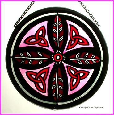 Triskeles and Leaf Cross, Pink Roundel