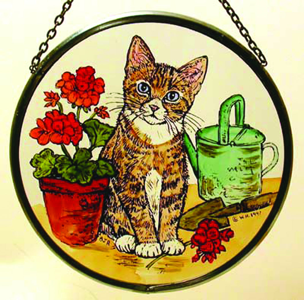 Kitten and Geraniums Roundel