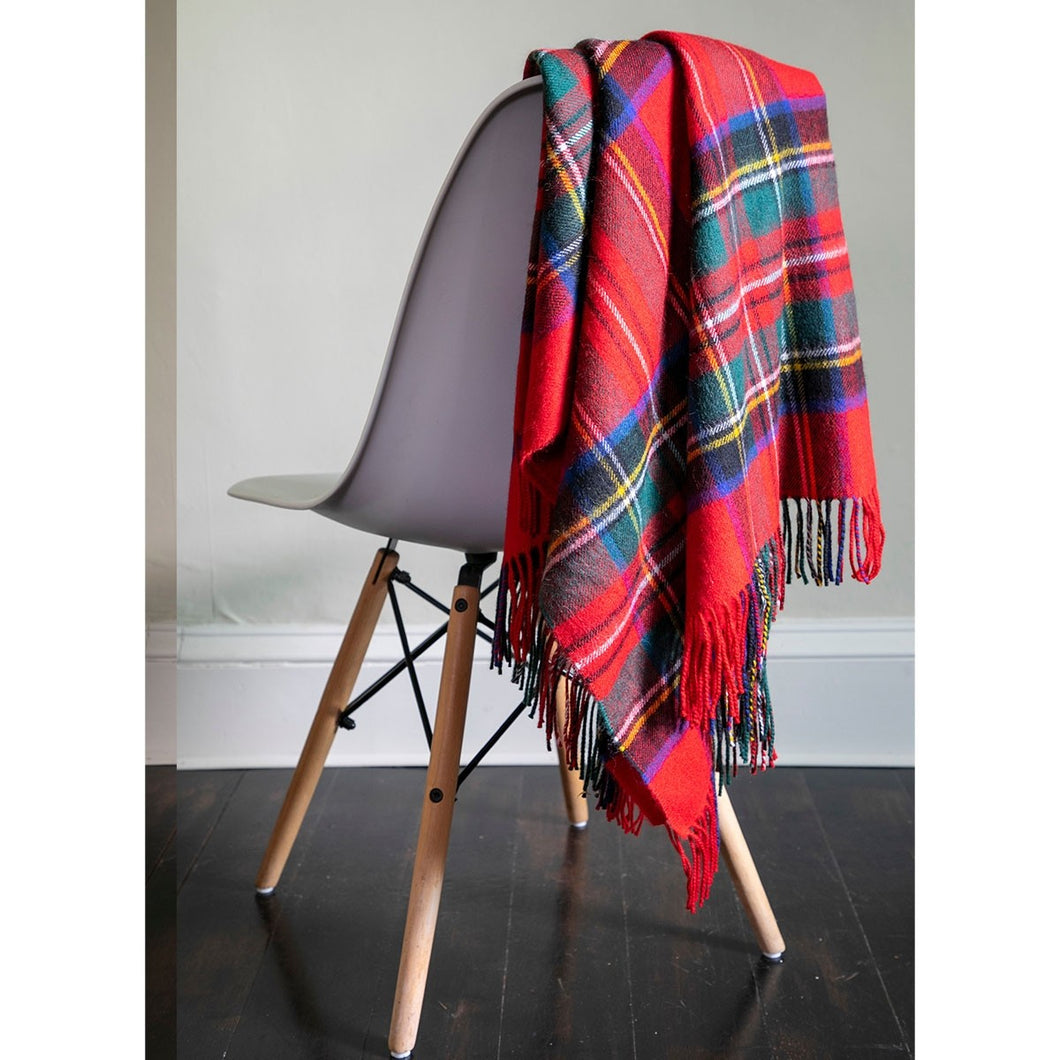 Stewart Royal Modern Tartan Lambswool Blanket