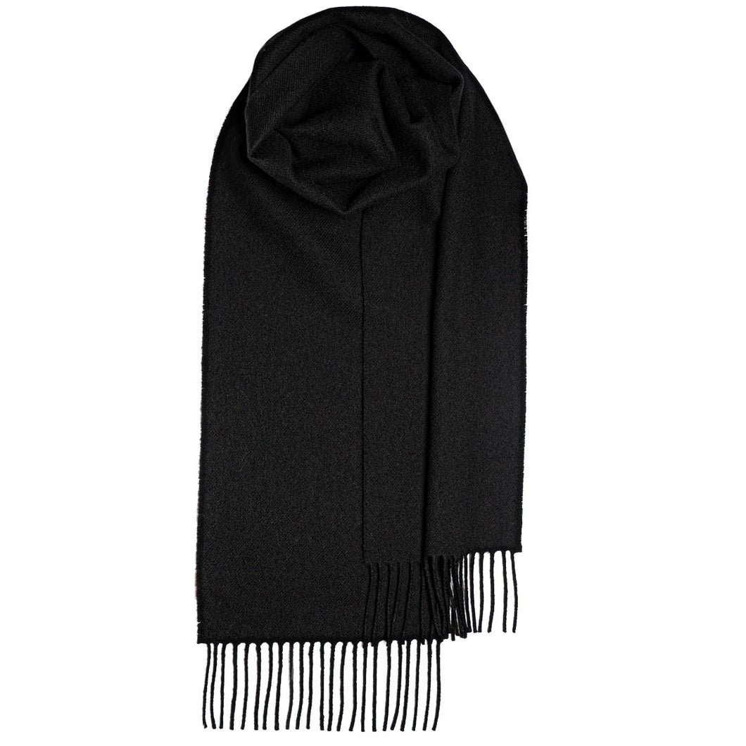 Black Plain Coloured Brushed Lambswool Scarf
