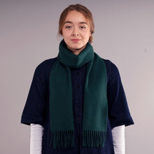 Load image into Gallery viewer, Bottle Green Plain Coloured Brushed Lambswool Scarf
