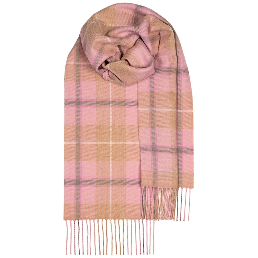Pink Check Brushed Lambswool Scarf