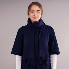 Load image into Gallery viewer, Navy Plain Coloured Brushed Lambswool Scarf
