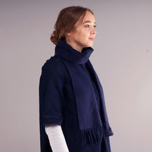 Load image into Gallery viewer, Navy Plain Coloured Brushed Lambswool Scarf
