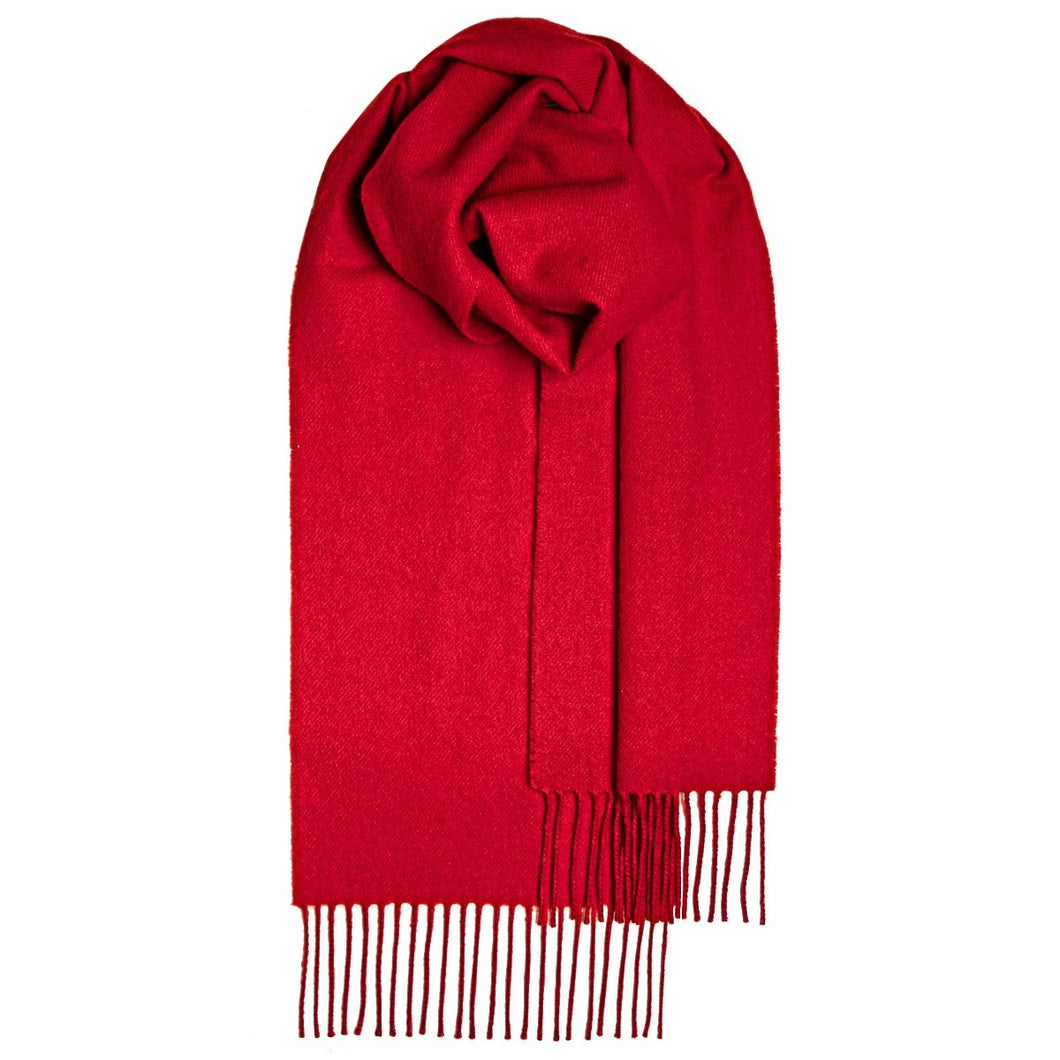 Red Plain Coloured Brushed Lambswool Scarf