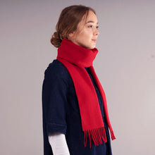 Load image into Gallery viewer, Red Plain Coloured Brushed Lambswool Scarf
