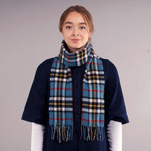 Load image into Gallery viewer, Thomson Blue Tartan Brushed Lambswool Scarf

