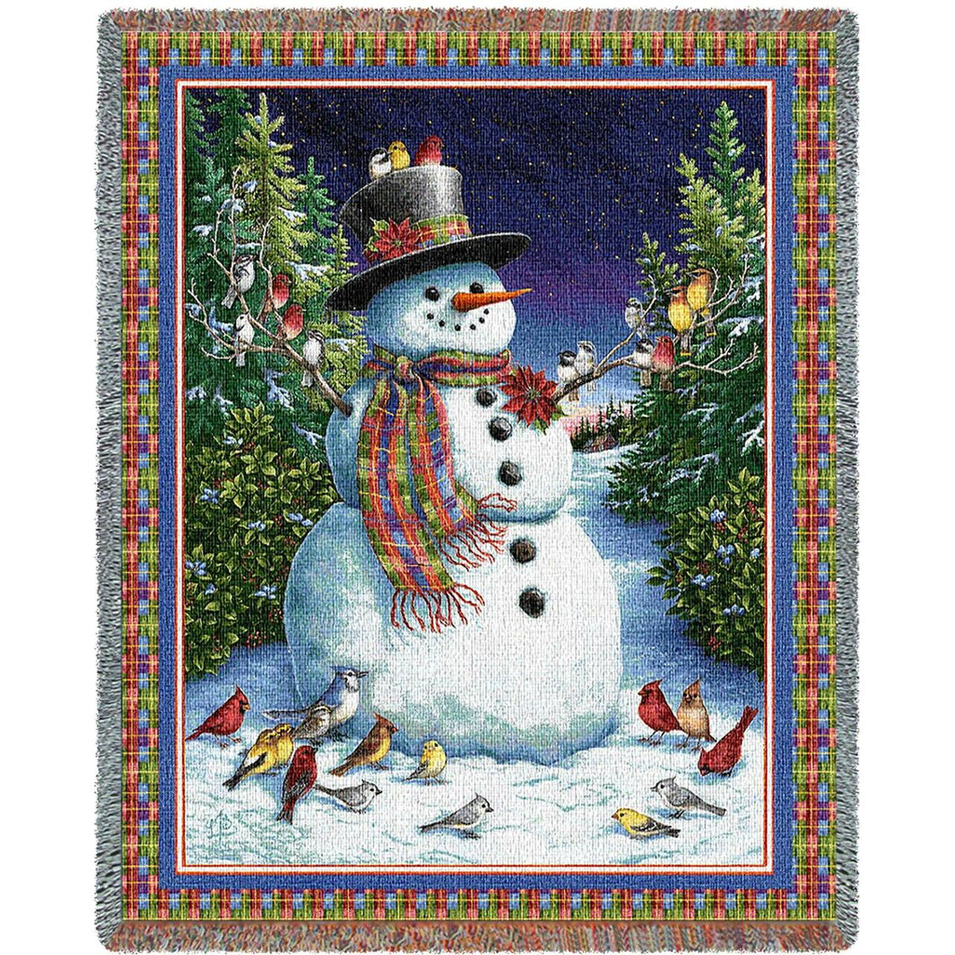 Plaid Snowman Cotton Throw Blanket
