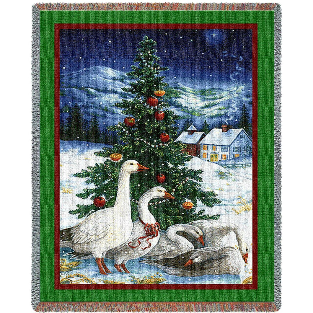 Christmas Goose Cotton Throw Blanket