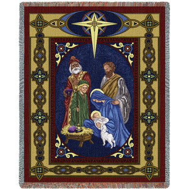 Christmas Nativity Cotton Throw Blanket