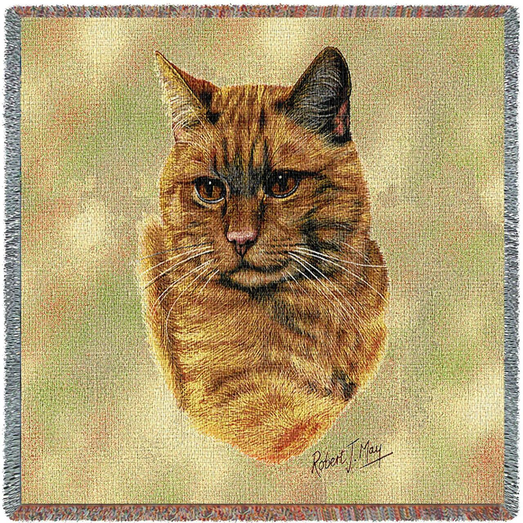 Red Tabby Cat Cotton Lap Square