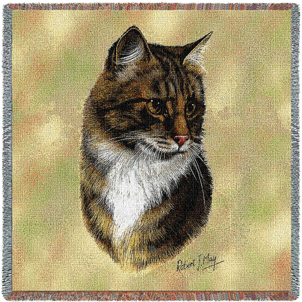 Brown Tabby Cat Cotton Lap Square