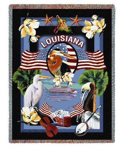 State of Louisiana Cotton Throw Blanket