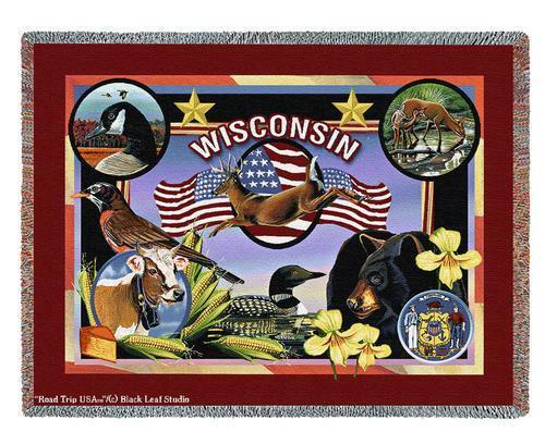 State of Wisconsin Cotton Throw Blanket