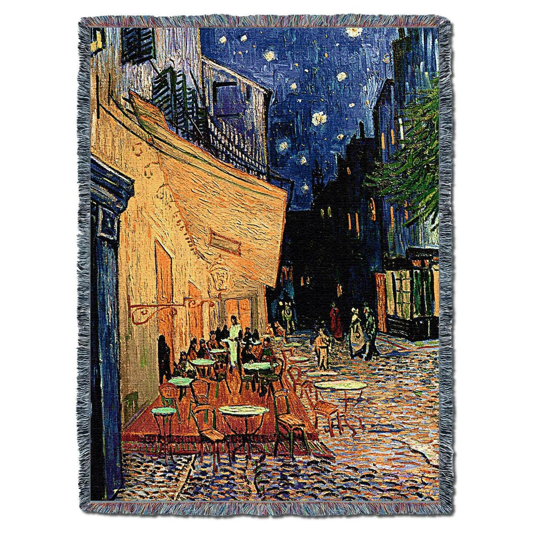 Van Gogh Cafe Terrace at Night Cotton Throw Blanket