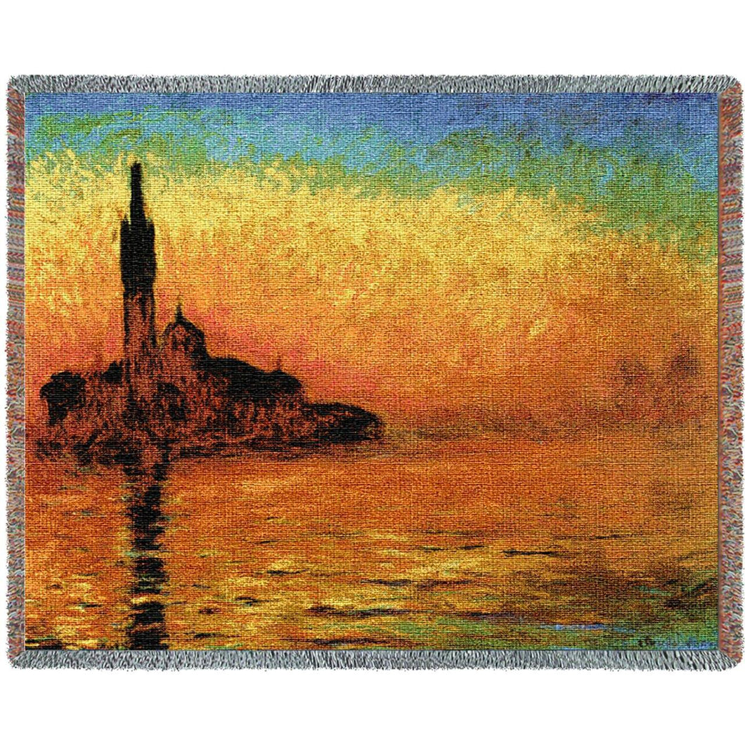 Monet's San Giorgio Maggiore At Dusk Cotton Throw Blanket