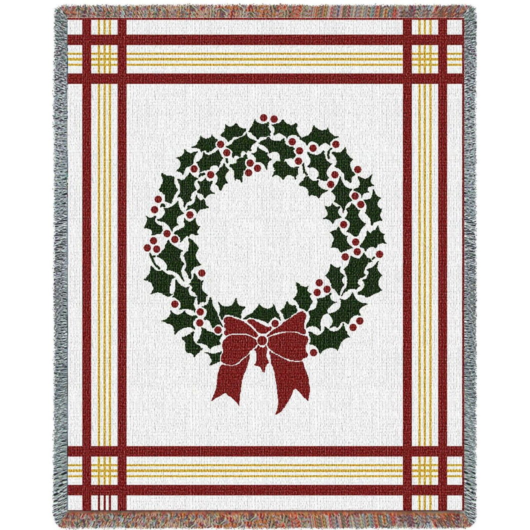 Christmas Wreath Cotton Throw Blanket