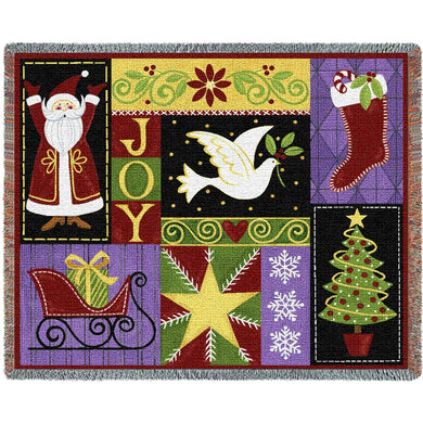 Christmas Icons Cotton Throw Blanket