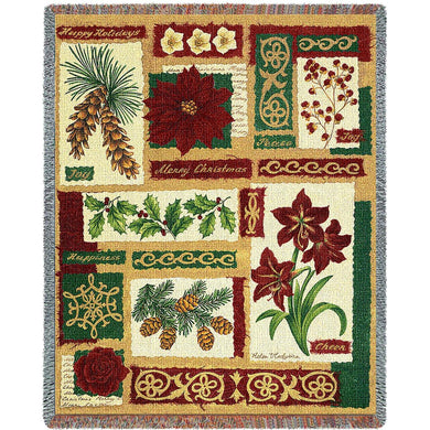 Christmas Collage Cotton Throw Blanket