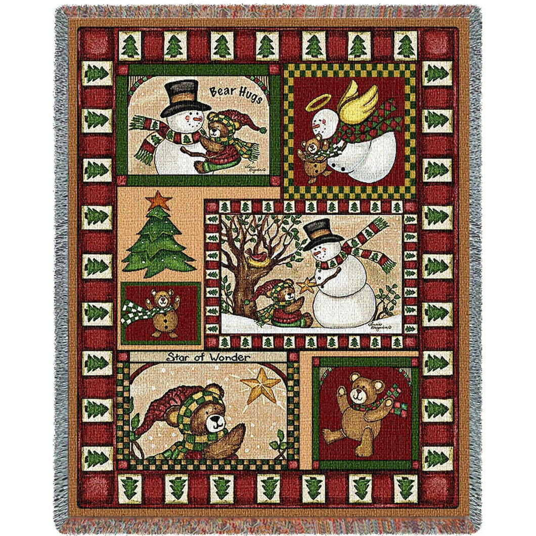 Christmas Bear Patchwork Quilt Cotton Throw Blanket