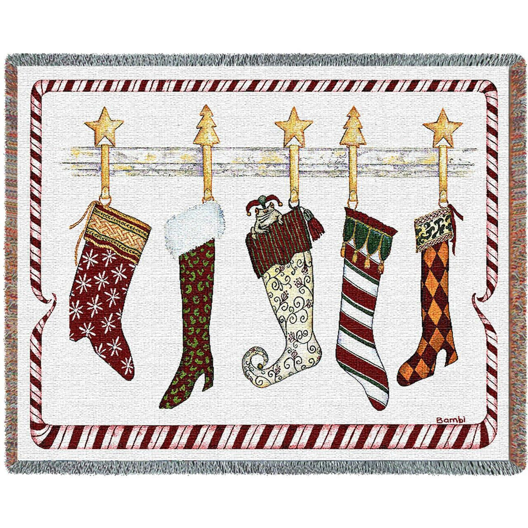 And the Stockings Were Hung Cotton Throw Blanket
