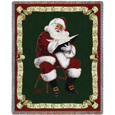 Christamas Santas Notes Cotton Throw Blanket