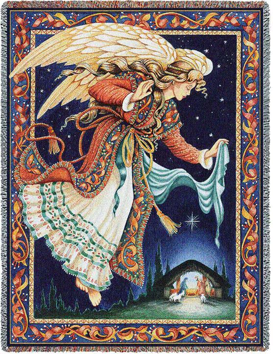 Christmas Celestial Tidings Angel Cotton Throw Blanket