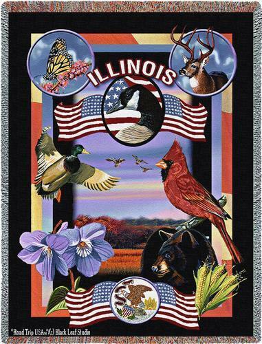 State of Illinois Cotton Throw Blanket