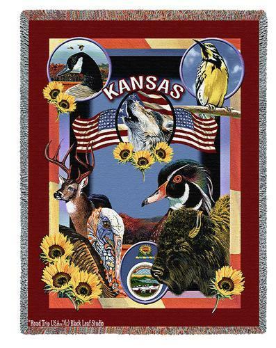State of Kansas Cotton Throw Blanket