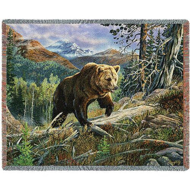 Over The Top Brown Bear Cotton Throw Blanket