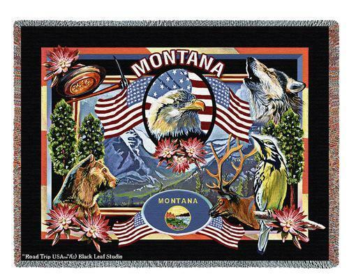 State of Montana Cotton Throw Blanket