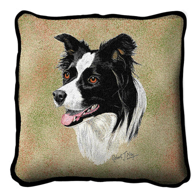 Border Collie Woven Throw Pillow