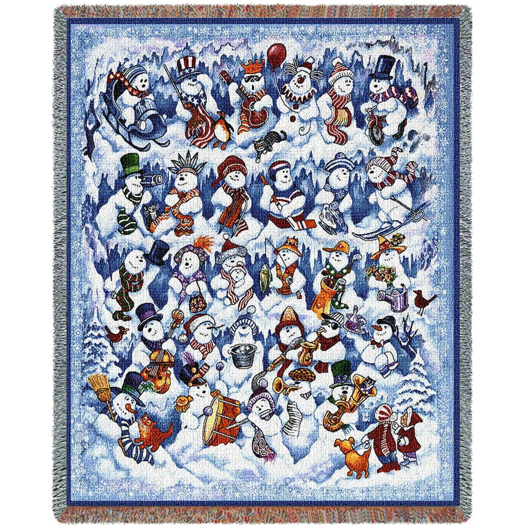 Snow Folks Snowman Cotton Throw Blanket