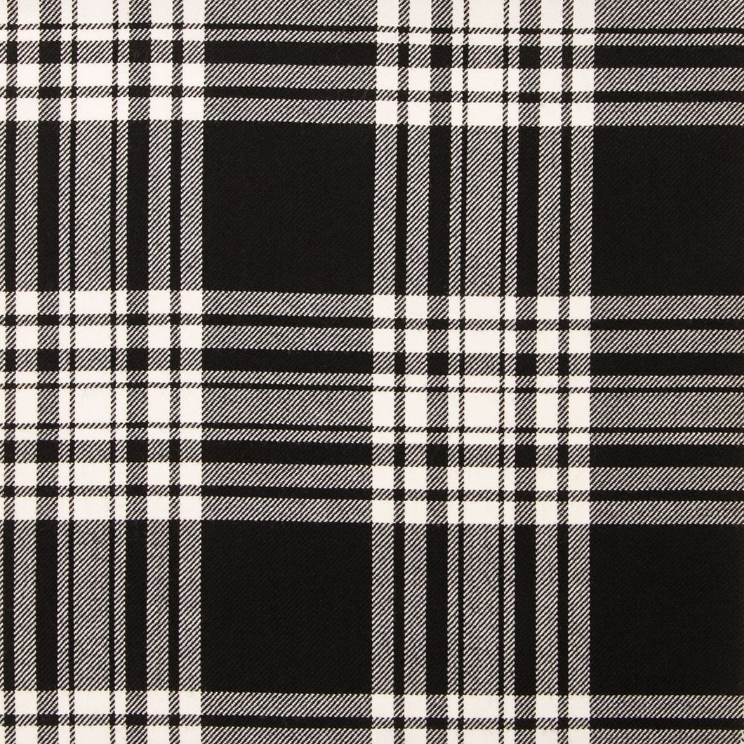 Menzies Black & White Modern Light Weight Tartan Fabric