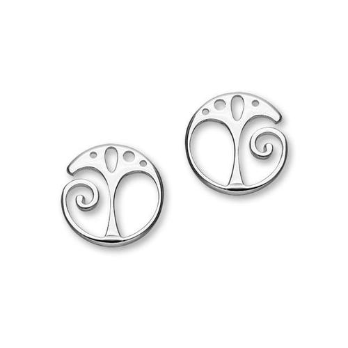 Trendy Twirls Sterling Silver Tree Stud Earrings, E1538