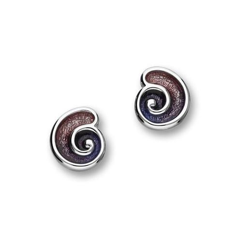 Tranquility Sterling Silver & Enamel Swirl Stud Earrings, Sirocco