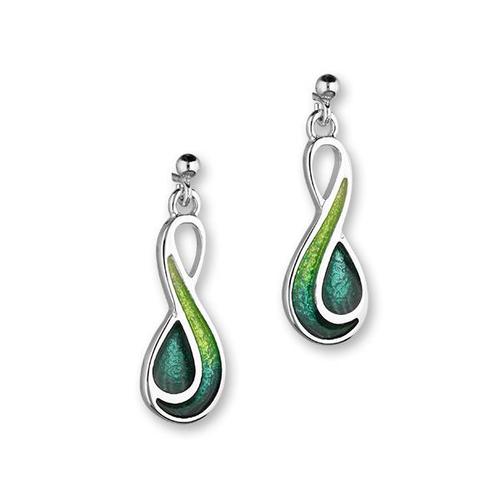 Cedar Silver Earrings, Prairie/Emerald Green