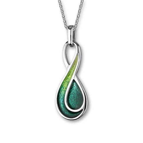 Cedar Silver Pendant, Prairie/Emerald Green
