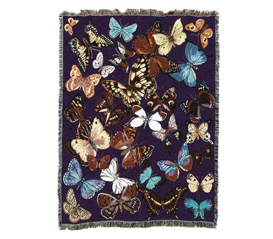 Colorful Butterflies Cotton Throw Blanket