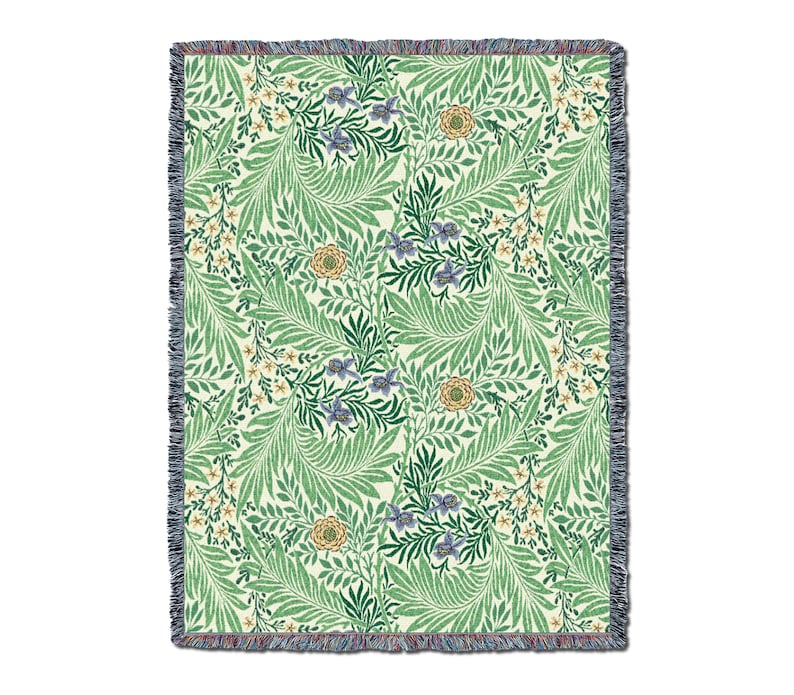 Larkspur May William Morris Arts and Crafts Throw Blanket